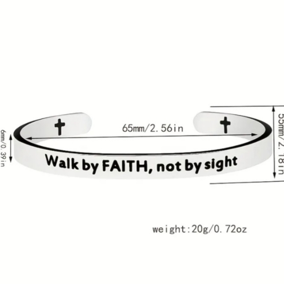 925 silver Walk by Faith, not by sight...2 Corinthians 5.7 bracelet new - Picture 1 of 3